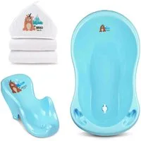 Babykajo Babybadewanne, (Set, 3-tlg), Baby Wanne, Wanneneinsatz, Kapuzenhandtuch