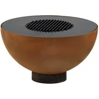 BBQ-Toro Feuerschale Feuerkorb mit Grill Ø 60 cm, Rostoptik, Feuerplattengrill