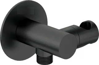 Neuesbad Serie 600 Wandanschlussbogen mit integriertem verstellbarem Brausehalter, rund,schwarz matt NB1NQS_N57K1