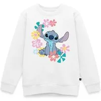 Spreadshirt Sweatshirt Lilo & Stitch, Stitch Mit Hawaiianischen Blumen Kinder Premium Pullov (1-tlg)