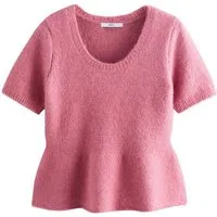 Next Vokuhila-Pullover Schößchenoberteil mit U-Ausschnitt und Alpakawolle (1-tlg)