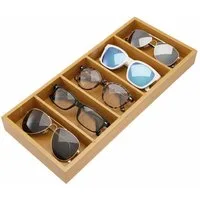 Kibun Organizer Brillen & Office Organizer aus Bambus mit 6 Fächern (40x17x4 cm, 1 St., Flache Sonnenbrillen Aufbewahrungsbox), Schreibtisch Ordnungssystem