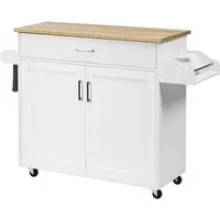 COSTWAY Küchenwagen, Servierwagen mit Arbeitsplatte & Handtuchhalter, Rollen