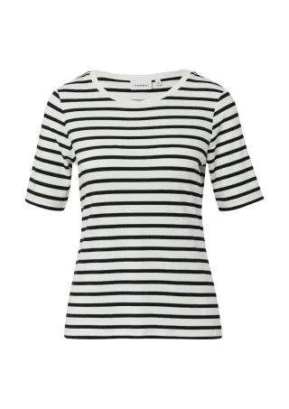comma - Ringel-Shirt aus Viskosemix weiß - Gr. - 34