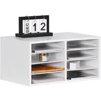 relaxdays Briefablage Dokumentenablage Bambus 8 Fächer, weiß