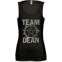 Urban Backwoods Tanktop Team Dean Ärmelloses Damen T-Shirt Supernatural Fun Logo Pentragramm Pentacle Flaming Serie Series