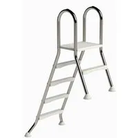 HAF Poolleiter Ideal Hochbeckenleiter 4+1 Stufen 1,2m/0,4m V2A Edelstahl Poolleiter (Plattform mit 120 kg belastbar, Aus hochwertigem V2A Edelstahl), Stabile Schwimmbadleiter für Aufstellpool