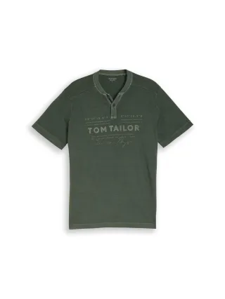 Tom Tailor - Henley T-Shirt im Used-Look deep leaf green - Gr. - M