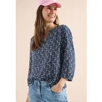 CECIL Longbluse mit geschlitztem Rundhalsausschnitt