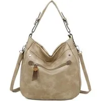 ITALYSHOP24 Schultertasche Damen Tasche Shopper Hobo-Bag Handtasche CrossOver, als Shopper, Umhängetasche, Crossbag tragbar