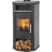 Wamsler Kaminofen Linz Naturstein "TYP10849", Exklusiv, 6 kW, Dauerbrand, Prismatische Sichtscheibe für mehr Feuerambiennte