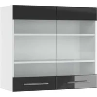 Vicco Glashängeschrank Fame-Line, Anthrazit Hochglanz/Weiß, 80 cm (1-St)
