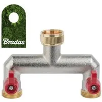 Bradas 2-Wege Verteiler 2-Wege Verteiler mit Absperrhähnen Messing 3/4", (1-tlg)