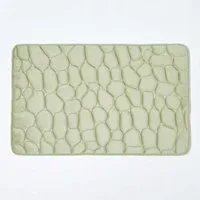Homescapes Badematte Lindgrüne Badematte aus Memory Foam in Kieseldesign, 50 x 80 x 1.3cm, Höhe 20 mm, Badematte - 50x80 cm