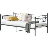 en.casa Metallbett, »Kerava« mit Lattenrost 90x200cm Dunkelgrau