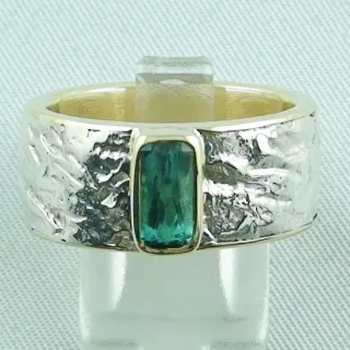 Herrenring, 1,25 ct Turmalin, 14k Gold u Silber, Turmalinring