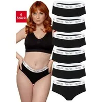 Fabio Farini Slip Damen Unterhosen - Frauen Hipster Panties aus elastischer Baumwolle (Packung, 6-St) im sportlich modernen Look mit Logo-Bund