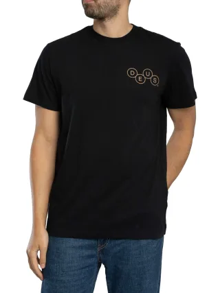 Deus Ex Machina T-Shirt Mit Grafik Auf Der Rückseite Und Mechanismus, Schwarz