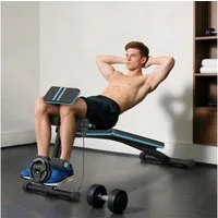 HOMCOM Hantelbank mit 7-fach verstellbarer Rückenlehne, (Multifunktion Trainingsbank, 1-tlg., Klappbar Fitnessbank), für Zuhause, Bizeps-Curls, Langhantel, Stahl, Blau