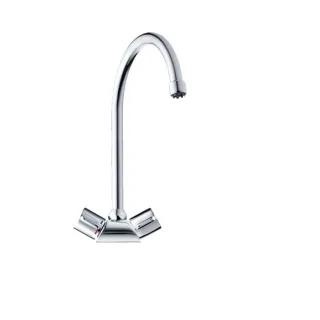 Stiebel Eltron Spültisch-Zweigriff-Armatur 232604 Ausladung 200mm, Flex-Schläuche, verchromt