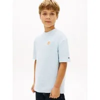 Tommy Hilfiger T-Shirt TH SCRIPT JERSEY TWILL T-SHIRT Kinder bis 16 Jahre, Rundhals, bestickt