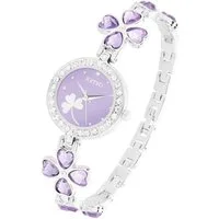 Taffstyle Quarzuhr Damen Armbanduhr mit Kristallen und Glücksbringer Kleeblatt, (Elegante Damen Uhr mit Kleeblatt Design und Metallarmband - Geschenkidee)