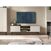 Compleo TV-Schrank mit Metallfüße, TV-Tisch mit gerillte Fronten OMBIS