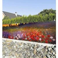 MyMaxxi Sichtschutzzaunmatten Zaunbanner Sonnenaufgang Blumenfeld Sichtschutz Garten Zaun, (Sonnenaufgang Blumenfeld)