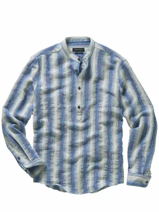 Mey & Edlich Herren Irregolare-Hemd Blau 64 % Baumwolle, 16 % Leinen, 10 % Polyamid, 7 % Polyacryl, 3 % Andere Fasern