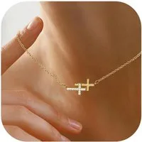 LuxusKollektion Kreuzkette Kreuz Kette Damen Gold Silber Halskette Frauen mit Anhänger