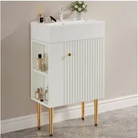 Flieks Waschtisch mit Seitenfächern (B55/T31/H91,5 cm, 1-St., bodenstehend, Badschrank mit Ablagen), Waschbeckenunterschrank mit Waschbecken Badmöbel in Breite 55 cm