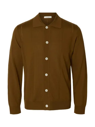 selected men - SLMTRAY LS MERINO STRUC POLO CARDIGAN - Gr. - M