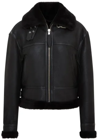 Schwarze Bomberjacke B3 aus Schaffell für Damen - Akiak