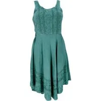 Guru-Shop Midikleid Besticktes Boho Sommerkleid, Midikleid,.. alternative Bekleidung