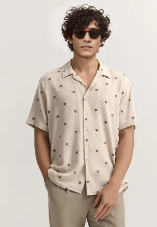 Bugatti Herren Kurzarm-Hemd Modern Fit aus einem Baumwollmix