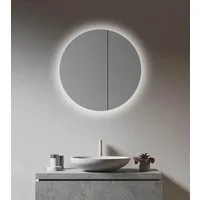 Talos Badezimmerspiegelschrank Ø: 60 cm, LED-Beleuchtung, aus Aluminium und Echtglas, IP24