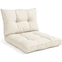 Beautissu Sitzkissen Lounge Kissen Set Outdoor Natur XLuna, 70x70cm, 70x40cm, Sitzkissen Gartenstuhl 10 cm dick Sitzpolster Auflagen für Gartenmöbel