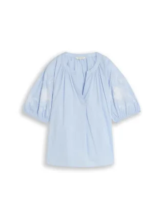 Tom Tailor - Popeline Bluse mit Stickerei kentucky blue - Gr. - 36