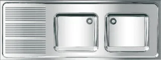 KWC Aquarotter Gewerbespüle, MAXIMA, Edelstahl, 2 Becken, 1600x382x600 mm, Tropfteil li, 2000057708 2000057708