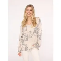 Zwillingsherz Langarmshirt "Katze" One Size, V-Neck, Langarm, Katzen-Motiv