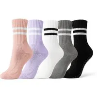 ZUKUNFTSENKEL Sportsocken Yoga Pilates Socken Damen Anti-Rutsch (Spar Set, 5er Pack) Rutschfest, Weich, Elastisch Ideal für Fitness, Yoga & Pilates