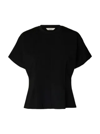 selected men - Tailliertes Kurzarm-Shirt schwarz - Gr. - XS