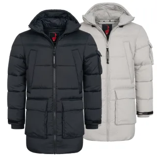 Höhenhorn Hochthron Herren Wintermantel Jacke Puffermantel Lang Gefüttert XXL Schwarz