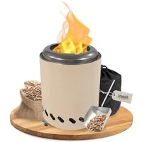 Lemodo Echtfeuer-Dekokamin Tischkamin für Holzpellets, rauchfreies Tischfeuer, Feuerstelle