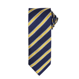 Premier Mens Waffle Stripe Formal Business Tie (Marine/Gold)