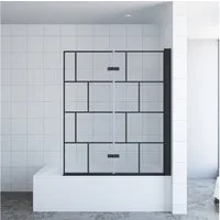 AQUALAVOS Badewannenfaltwand Badewannenaufsatz 80/120/150 cm Nano Glas Duschtrennwand 1/2/3 Teilig, 5 mm Einscheiben-Sicherheitsglas (ESG) mit Nanobeschichtung, mit/ ohne Bohren, Hebe- / Senkfunktion, links und rechts montierbar