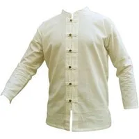 PANASIAM Langarmhemd Fischerhemd aus hochwertiger Baumwolle mit Holzknopfleiste Herren Bequemes Freizeithemd Fisherman Shirt auch als Langarmhemd