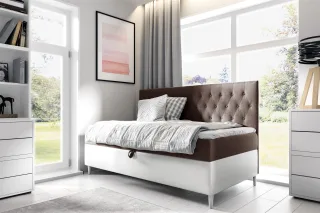 Boxspringbett Gästebett Kinderbett FINJA Nr.2 80x200cm Weiss-Braun