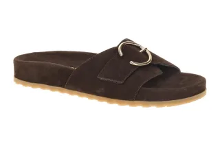 Paul Green Damen Pantoletten 6170-079 Braun Mocca Echtleder Klettverschluss F...