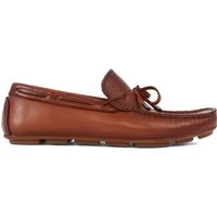 Celal Gültekin Mokassin Autofahrerschuh Karreekappe Slipper Herren Loafer Glattleder, Schleife, Leder-Decksohle, Cognac, 42